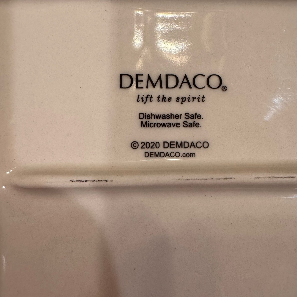 Demdaco Serve Things Up Ceramic Platter Cream Striped Rectangular Tray 10.5in - Picture 6 of 7